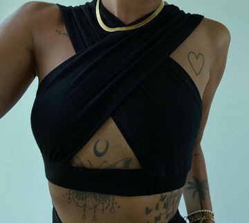 MUSE CROSSED FRONT CROP TOP SHORT