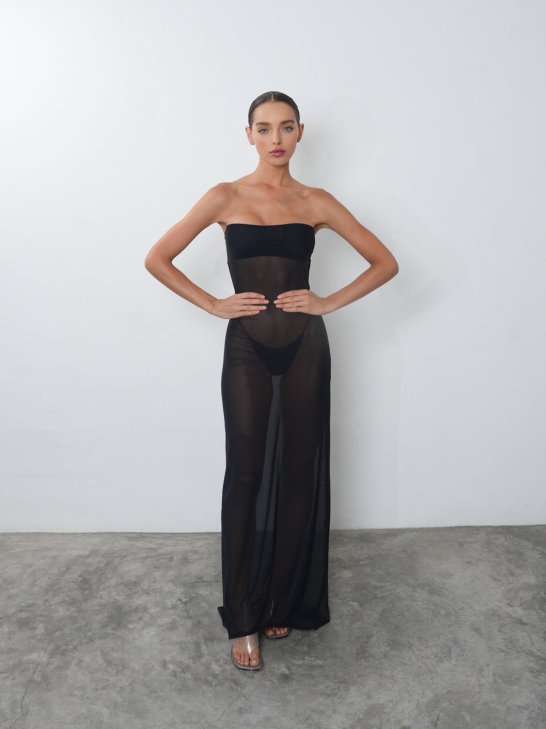 LE LUXE mesh maxi dress
