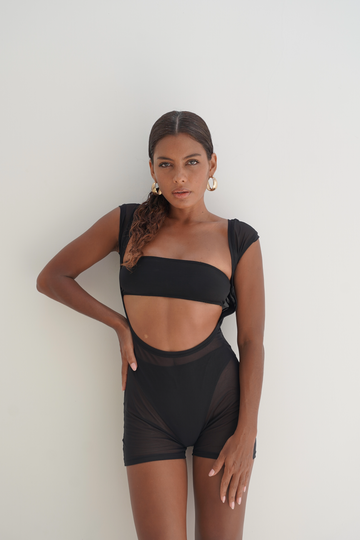 LE MESH JUMPSUIT BLACK MINI